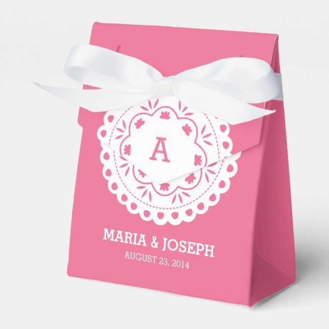 Caixinha De Lembrancinhas Papel Picado Favor Box - Rosa (Frente)