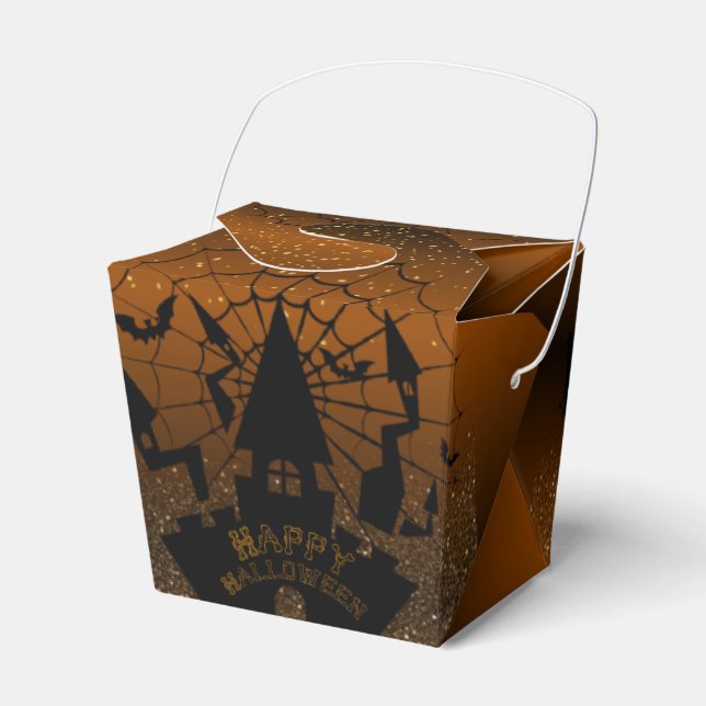 Caixinha De Lembrancinhas para Halloween marrón con naranja (Frente)