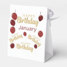 Parabéns aniversários de janeiro Favor Box