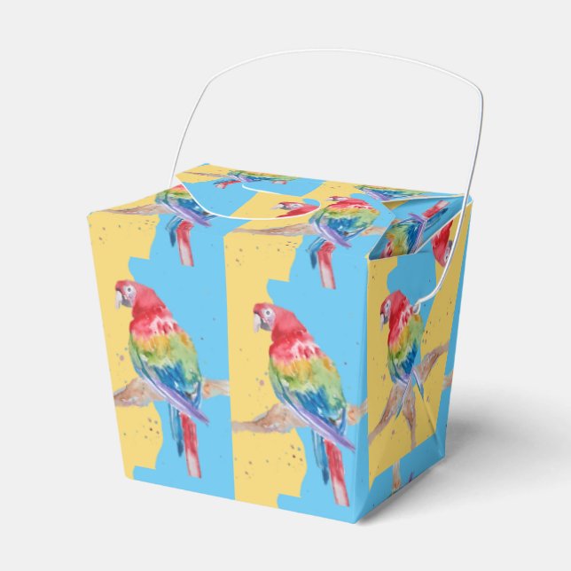 Caixinha De Lembrancinhas Parrot Bird Childs Boys Birthday Cake Favor Box (Frente)