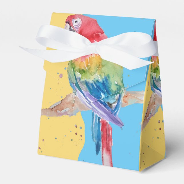 Caixinha De Lembrancinhas Parrot Bird Childs Boys Birthday Cake Favor Box (Frente)