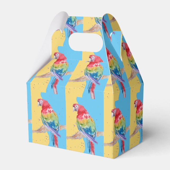 Caixinha De Lembrancinhas Parrot Bird Childs Boys Birthday Cake Favor Box (Frente)