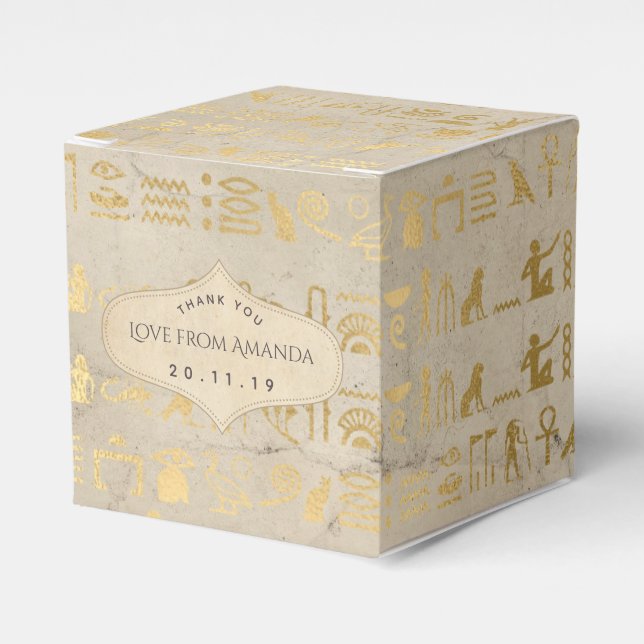 Caixinha De Lembrancinhas Partido Pensado Egípcio Ouro Foil (Frente)