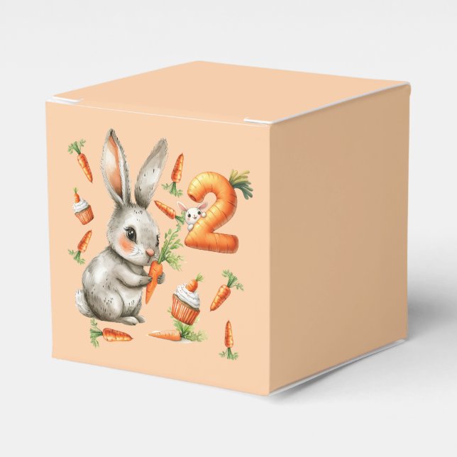Caixinha De Lembrancinhas Partido segundo aniversário Bunnies e Carrots (Frente)
