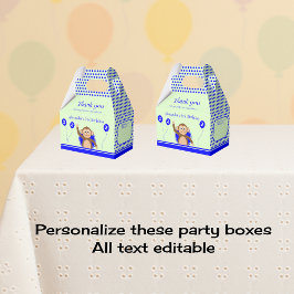 Caixinha De Lembrancinhas partido verde-azul-macaco segundo aniversário