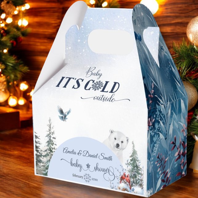 Caixinha De Lembrancinhas Pássaro Vermelho Do Urso Frio De Inverno (Criador carregado)