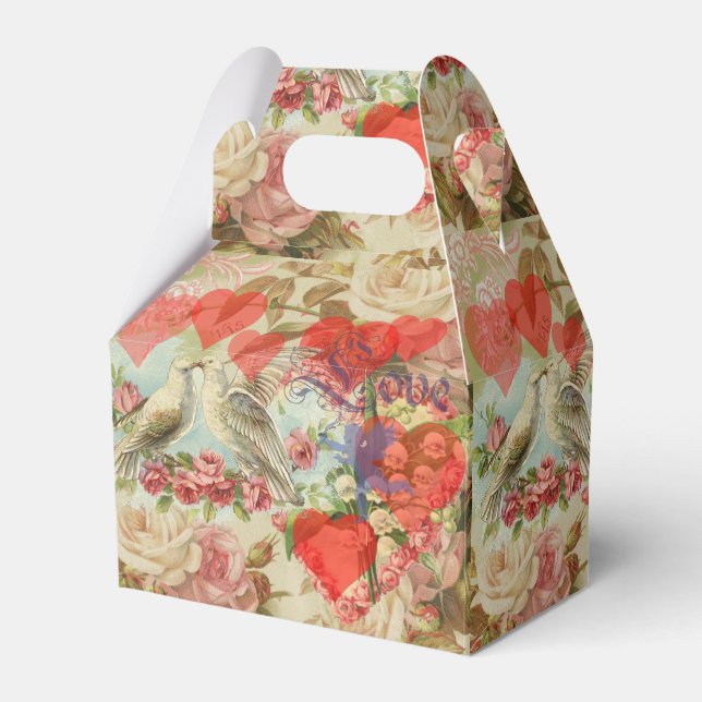 Caixinha De Lembrancinhas Pássaros do Amor Antigo Coração Antigo (Frente)