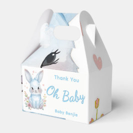Caixinha De Lembrancinhas Pastel Blue Baby Shower Cute Bunny Party Treat Box