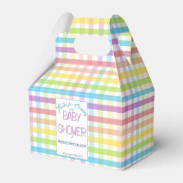Caixinha De Lembrancinhas Pastel Gingham Rainbow Baby Shower