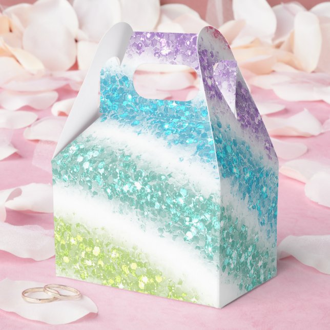 Caixinha De Lembrancinhas Pastel Glitter Rainbow (Casamento)