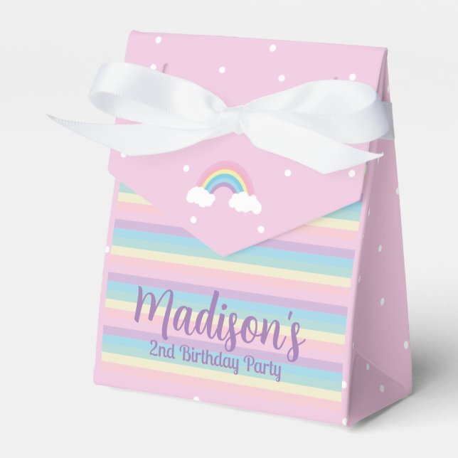 Caixinha De Lembrancinhas Pastel Rainbow Pink Mini Favor Box (Frente)