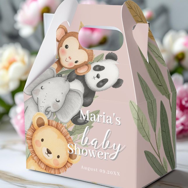 Caixinha De Lembrancinhas Pastel Tropical Chá de fraldas Selle Safari Animai (Criador carregado)