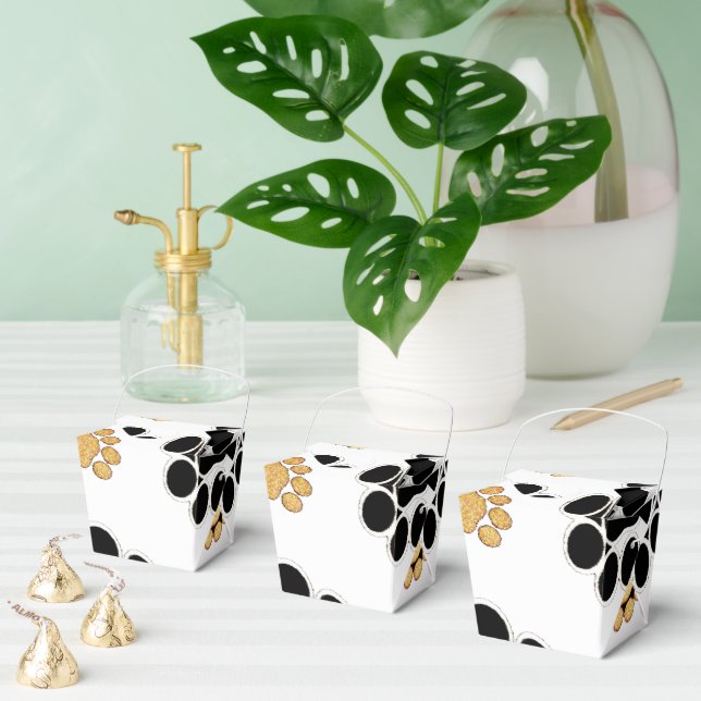 Caixinha De Lembrancinhas Pata de cão preta e castanha branca (Múltiplo)