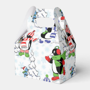 Caixinha De Lembrancinhas Patinagem no gelo do pinguim do Natal