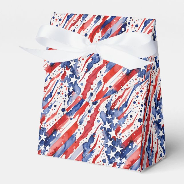 Caixinha De Lembrancinhas Patriotic Red, White, and Blue Favor Box (Frente)