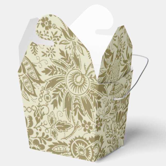 Caixinha De Lembrancinhas Patterno Floral Verde Sage - Damasco Antiquado (Aberto)