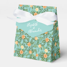 Caixinha De Lembrancinhas Peach Aqua Teal Wedding Rosa Floral