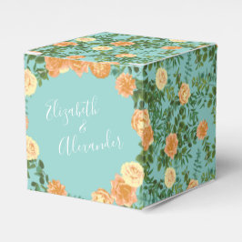 Caixinha De Lembrancinhas Peach Aqua Teal Wedding Rosa Floral