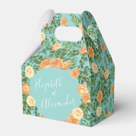 Caixinha De Lembrancinhas Peach Aqua Teal Wedding Rosa Floral
