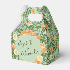 Caixinha De Lembrancinhas Peach & Light Green Peony & Rosa Floral Weding