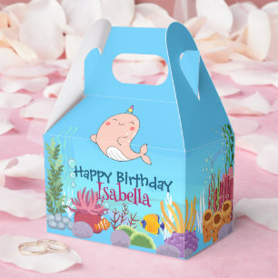 Caixinha De Lembrancinhas Peixe Narral Cute Unicorn Mar de Baleia Aniversári