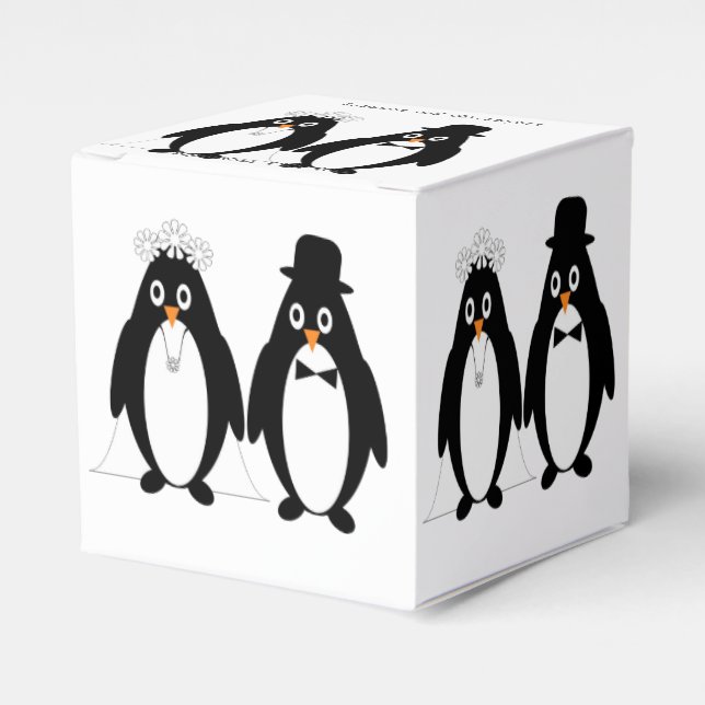 Caixinha De Lembrancinhas Penguin Design Wedding (Frente)