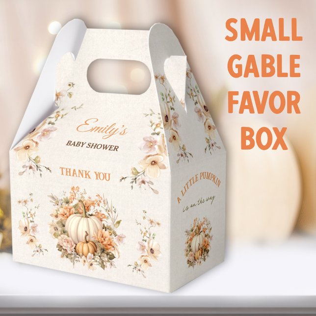 Caixinha De Lembrancinhas Pequena Abóbora No Caminho Chá de fraldas Pequeno  (Little Pumpkin Small Gable Favor Boxes - You can choose from 3 sizes of these gable favor boxes)