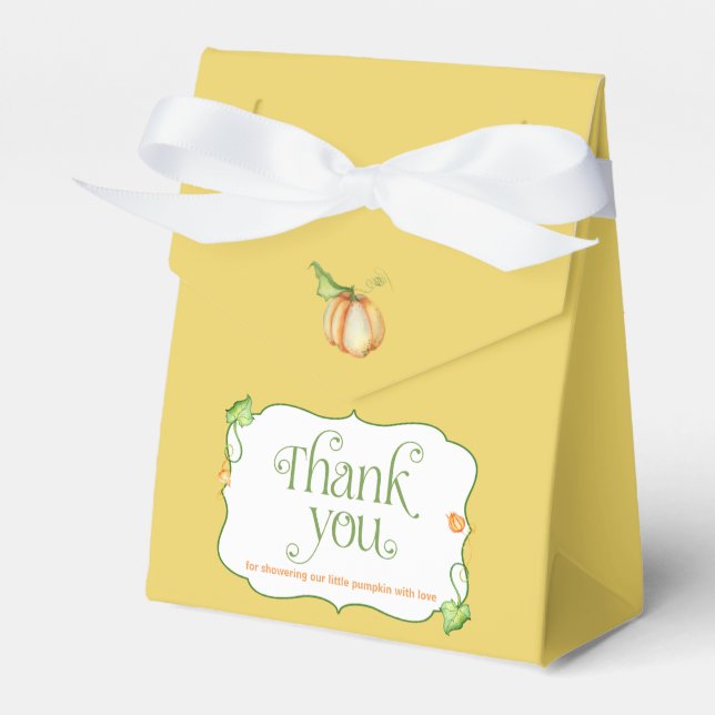 Caixinha De Lembrancinhas Pequena Abóbora no Caminho do Chá de fraldas (Frente)