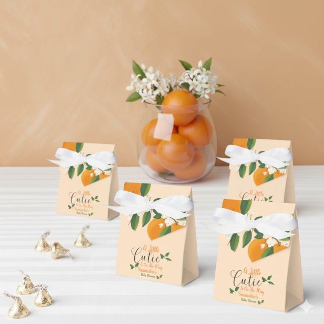 Caixinha De Lembrancinhas Pequena Cutie No Caminho Do Chá de fraldas Laranja (Criador carregado)