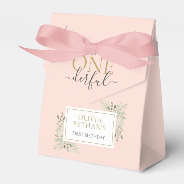 Caixinha De Lembrancinhas Pequena Menina Maravilhosa de UM Aniversário Rosa (Frente)
