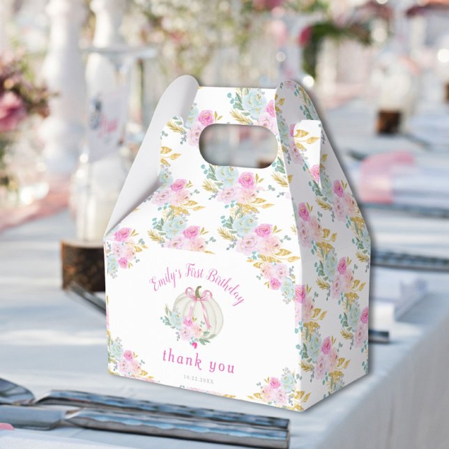 Caixinha De Lembrancinhas Pequeno Arco Rosa-Rosa Primeiro Aniversário (Criador carregado)