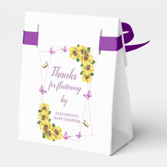 Caixinha De Lembrancinhas Pequeno Chá de fraldas de borboleta (Verso)