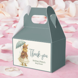 Caixinha De Lembrancinhas Pequeno Chá de fraldas de Coelho Cor Verde-cinza