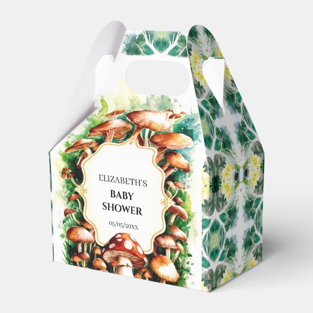 Caixinha De Lembrancinhas Pequeno Chá de fraldas de cogumelo enterrado (Frente)