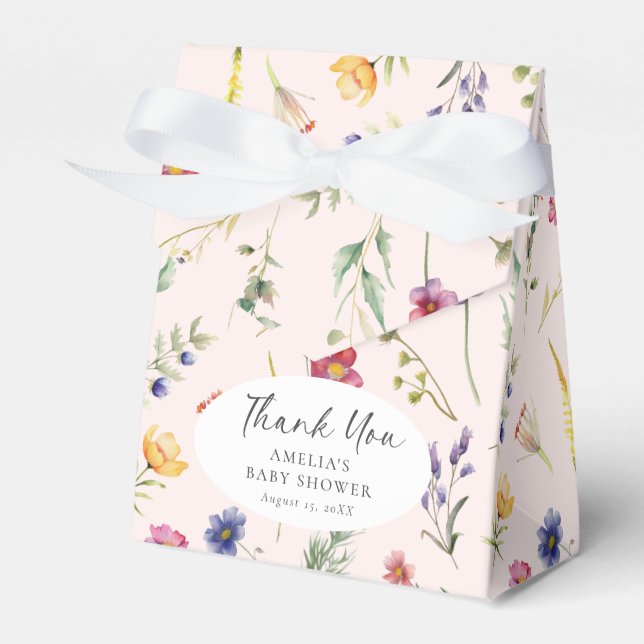 Caixinha De Lembrancinhas Pequeno Chá de fraldas de Flor Rosa Floral (Frente)