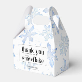 Caixinha De Lembrancinhas Pequeno Chá de fraldas de inverno Azul Floco de Ne