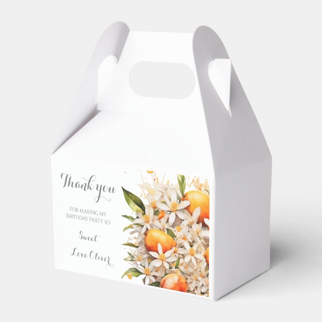 Caixinha De Lembrancinhas Pequeno Chá de fraldas de laranja-toranja-tangerin (Frente)