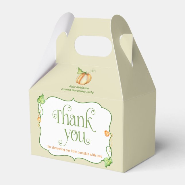 Caixinha De Lembrancinhas Pequeno gênero de abóbora Chá de fraldas neutro (Frente)