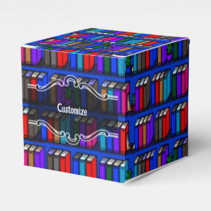 Caixinha De Lembrancinhas Pequeno Livro de Biblioteca Abriga Cubo Azul