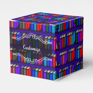 Caixinha De Lembrancinhas Pequeno Livro de Biblioteca Prateleiras Cubo Roxo