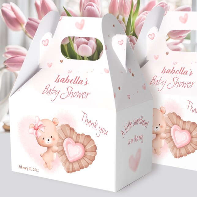 Caixinha De Lembrancinhas Pequeno Namorados Rosa Chá de fraldas Menina (Little Sweetheart Pink Valentines Girl Baby Shower Favor Box)