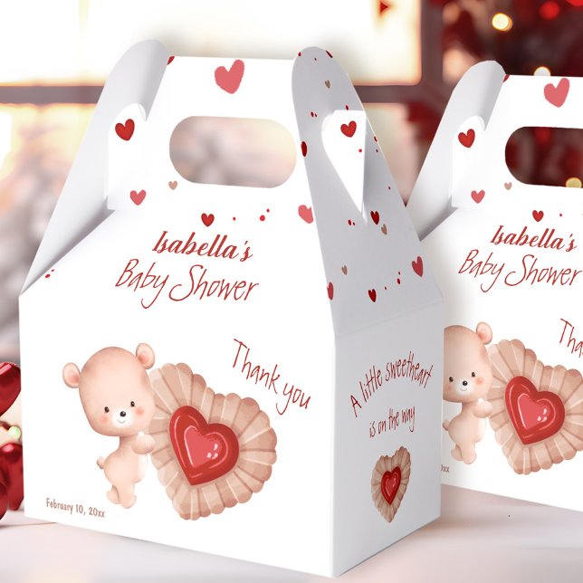 Caixinha De Lembrancinhas Pequeno Namorados Vermelho Chá de fraldas (Little Sweetheart Red Valentines Baby Shower Favor Box)