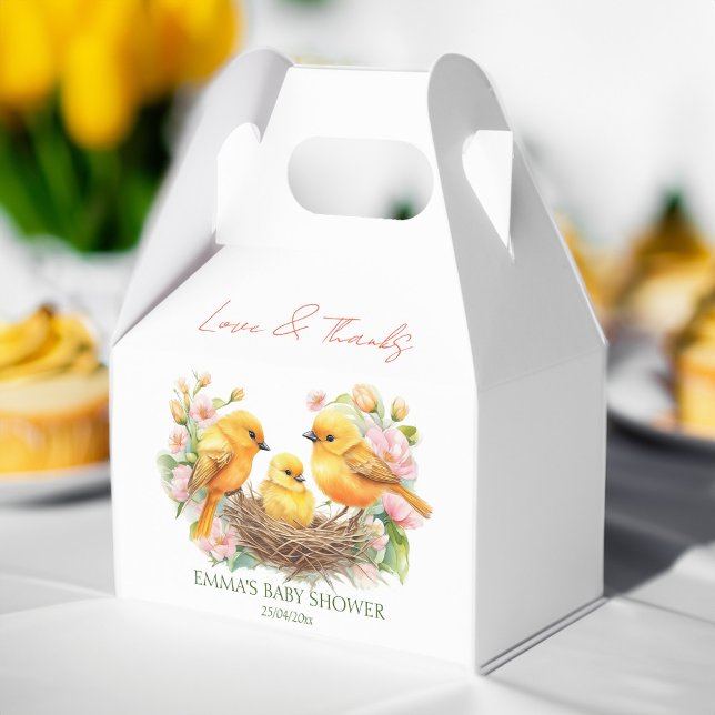 Caixinha De Lembrancinhas Pequeno passarinho nascendo em breve primavera chá (Little birdie hatching soon spring baby shower favor box personalized favor boxes baby shower favors)