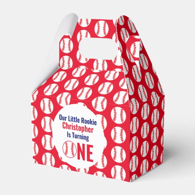 Caixinha De Lembrancinhas Pequeno primeiro aniversario Rookie Baseball (Frente)