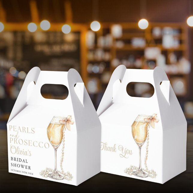 Caixinha De Lembrancinhas Pérolas E Prosecco Elegante Chá De Noiva (Pearls And Prosecco Elegant Bridal Shower Favor Boxes)