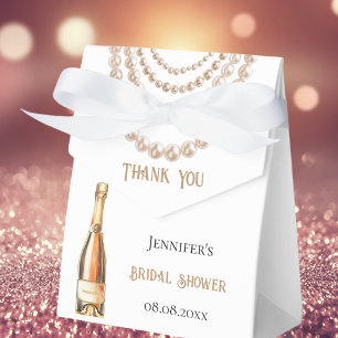 Caixinha De Lembrancinhas Pérolas Prosecco elegantes para chá de noiva