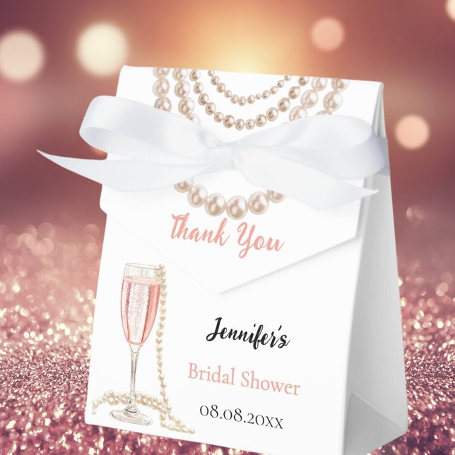 Caixinha De Lembrancinhas pérolas Prosecco rosa bolhas Bridal Shower (Criador carregado)