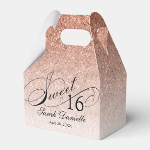Caixinha De Lembrancinhas Personalizado do Script Rosa Dourado Glam Glitter