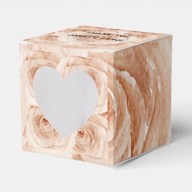 Caixinha De Lembrancinhas Personalizado Obrigado rosas de aquarela de casame (Frente)