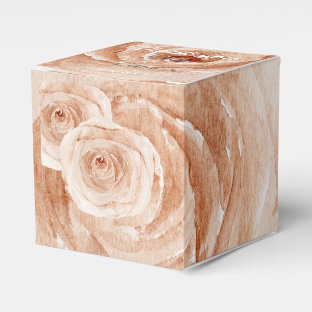 Caixinha De Lembrancinhas Personalizado Obrigado rosas de aquarela floral de (Frente)